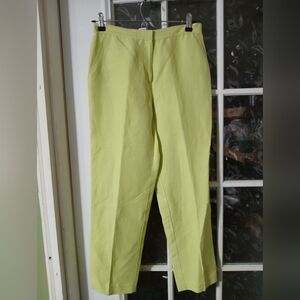 Ruby Rd Womens Linen Rayon Pants Size 4P Green w/Pockets Artsy Resort Vacation